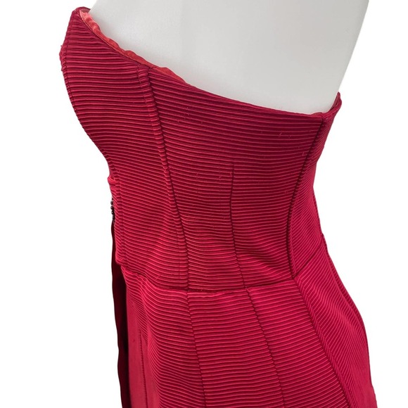 Nanette Lepore Strapless Cocktail Dress Crimson Red Ribbon Tie Waist 2 - Picture 4 of 12